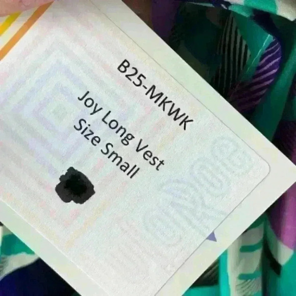 New Lularoe Joy long vest duster S 4-6 multicolored retro 80’s 90’s geometric - Picture 10 of 10